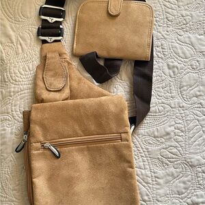 Travelon Anti-Theft Faux Suede Crossbody Bag Set